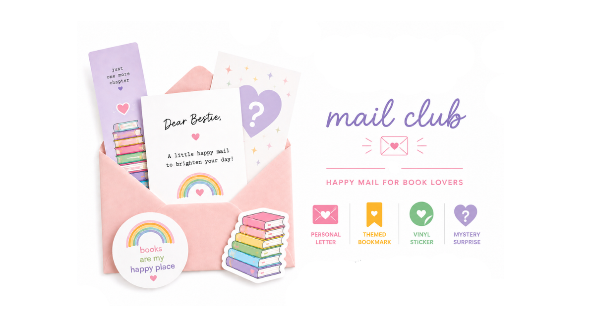 A book themed surprise snail mail set from Milabell Paper Co.