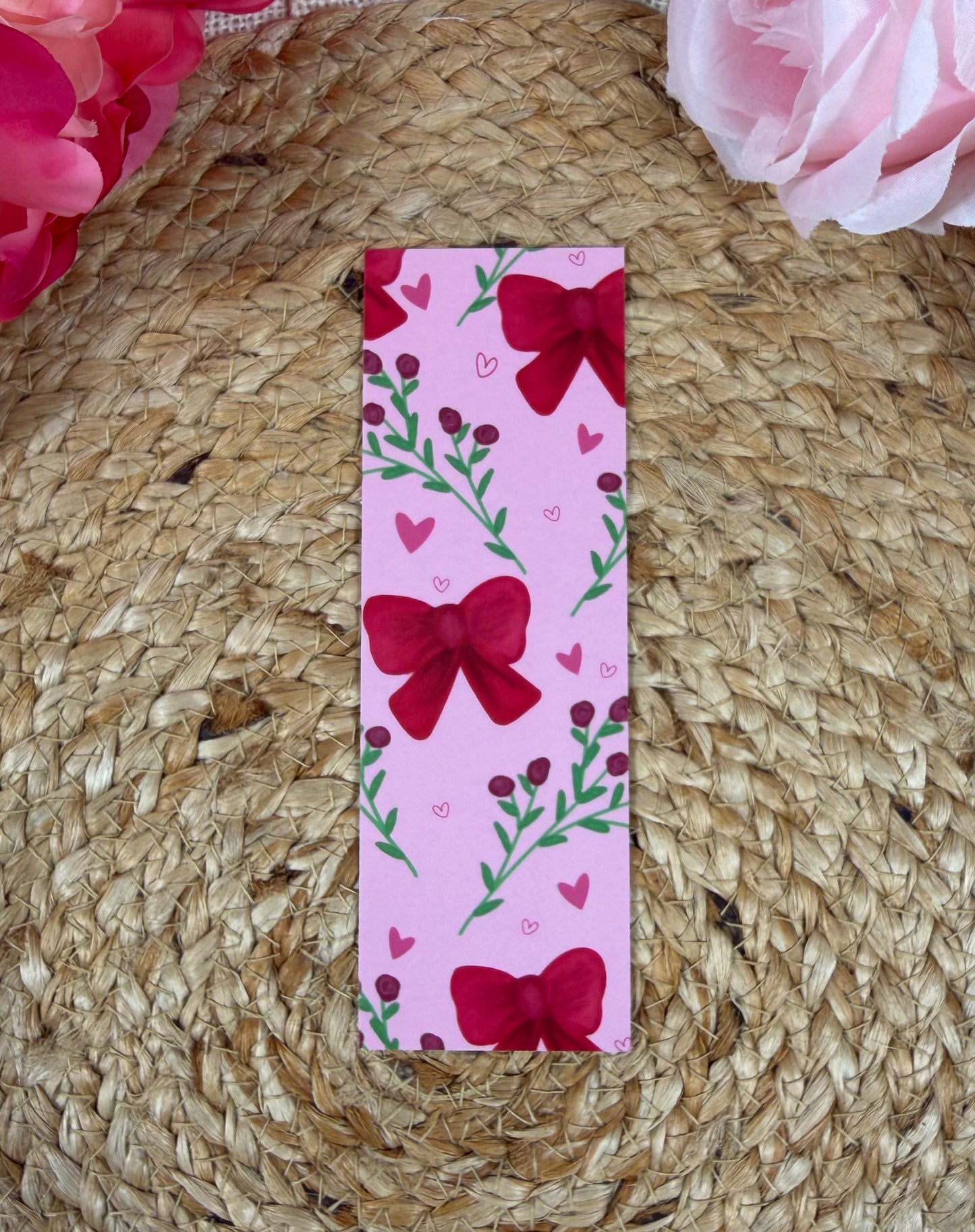 Bows & Blooms Bookmark featuring original Milabell Paper Co. artwork.
