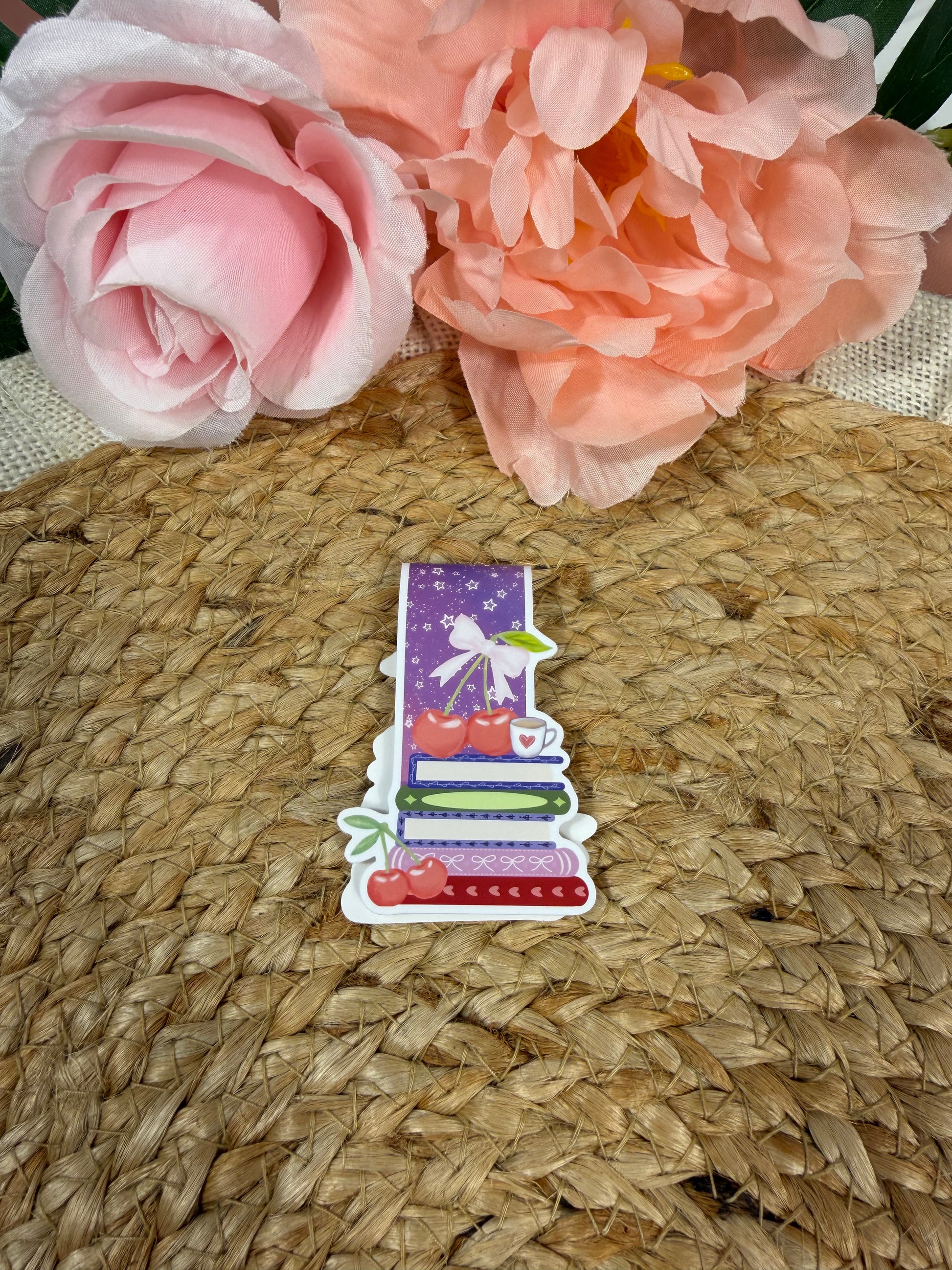 Cherry Books Magnetic Bookmark featuring original Milabell Paper Co. artwork.