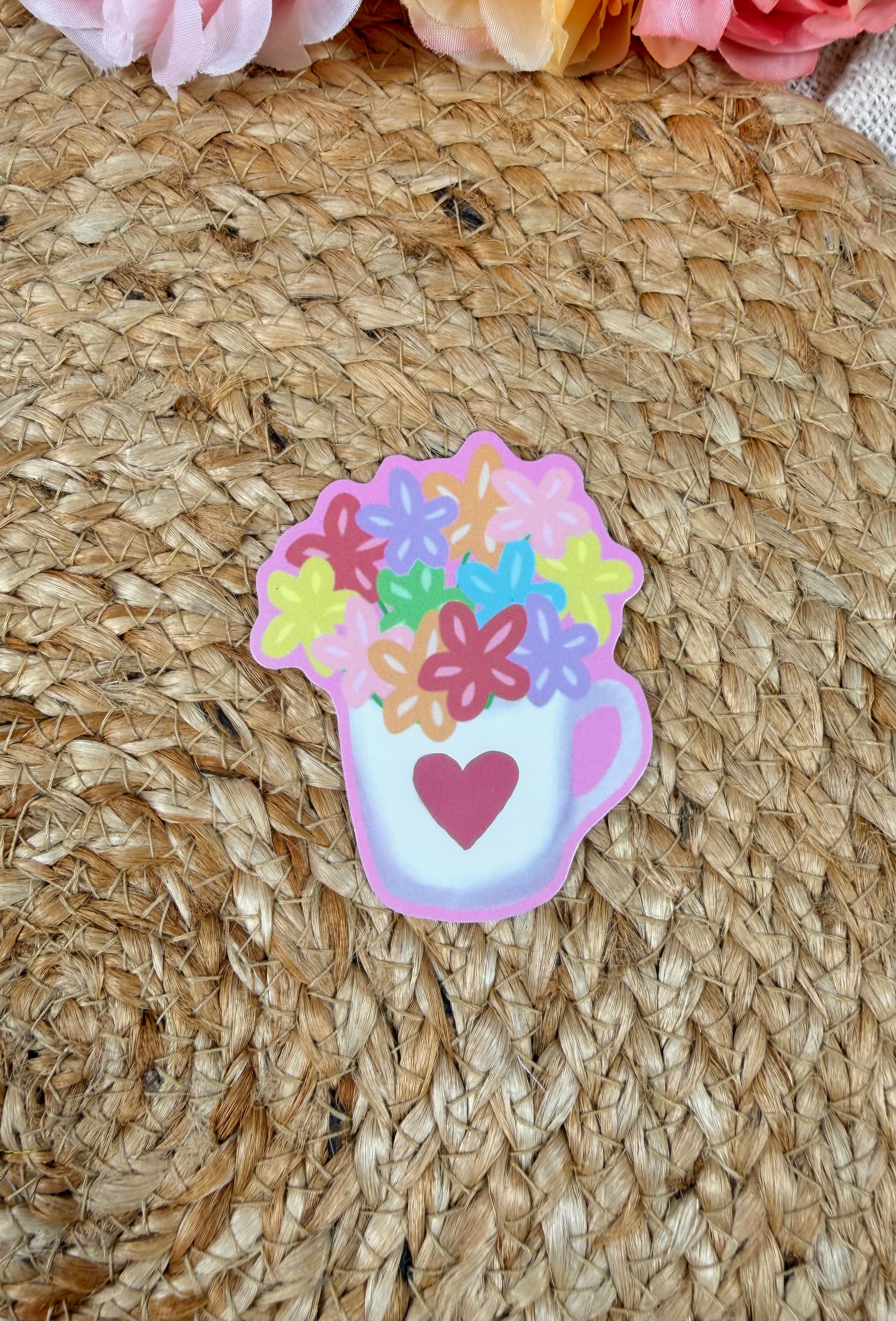 Flower Cup Vinyl Sticker in Vinyl Glossy finish featuring original Milabell Paper Co. artwork.