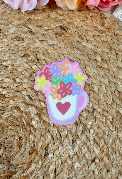 Flower Cup Vinyl Sticker in Vinyl Glossy finish featuring original Milabell Paper Co. artwork.