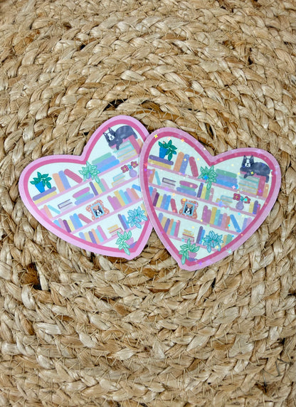 Kitty's Library Vinyl Sticker shown in Vinyl Glossy and Vinyl Star Holographic finishes.