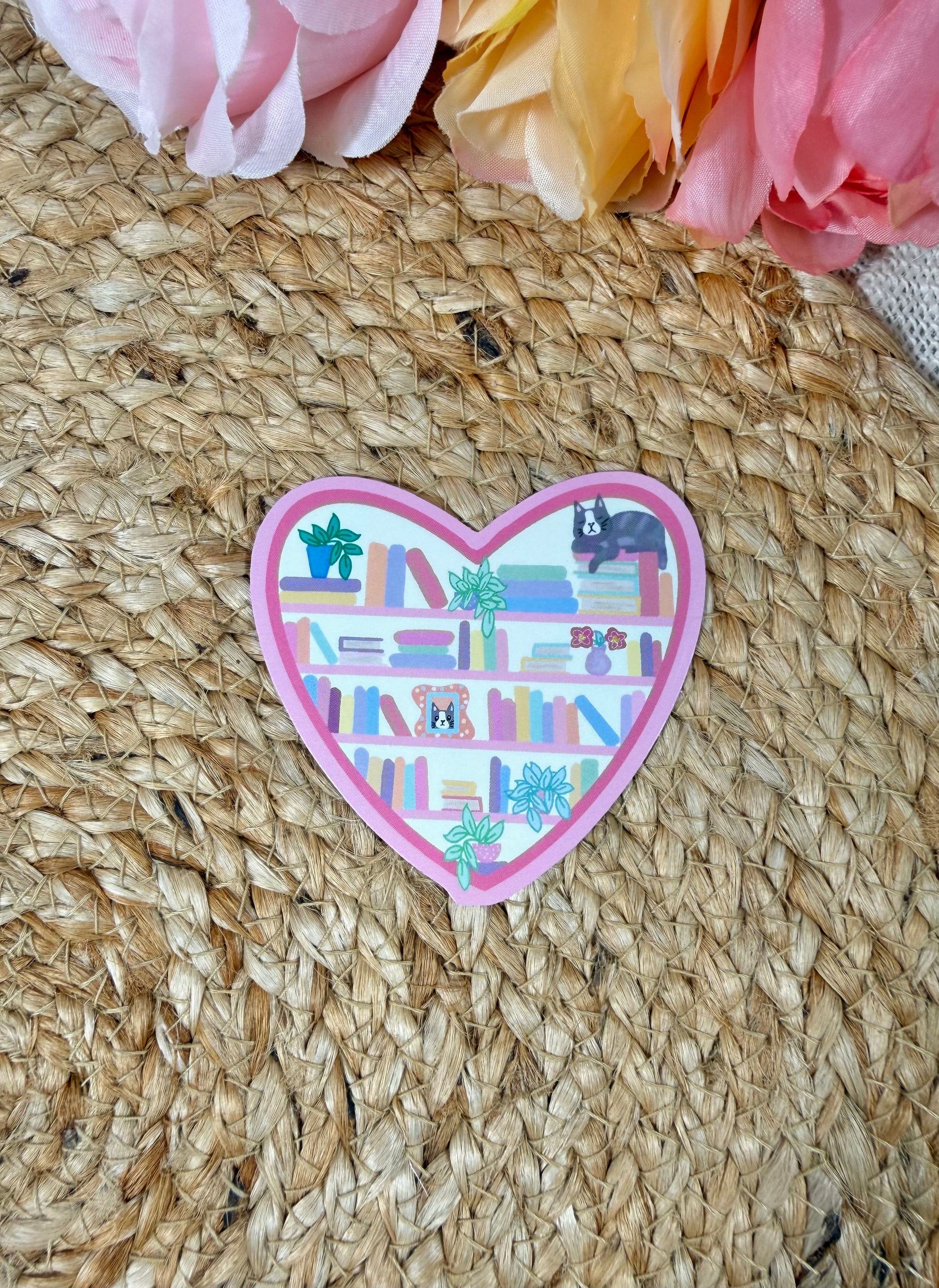Kitty's Library Vinyl Sticker in Vinyl Glossy finish featuring original Milabell Paper Co. artwork.