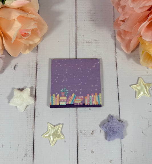 Moonlit Library Sticky Notes featuring original Milabell Paper Co. artwork.