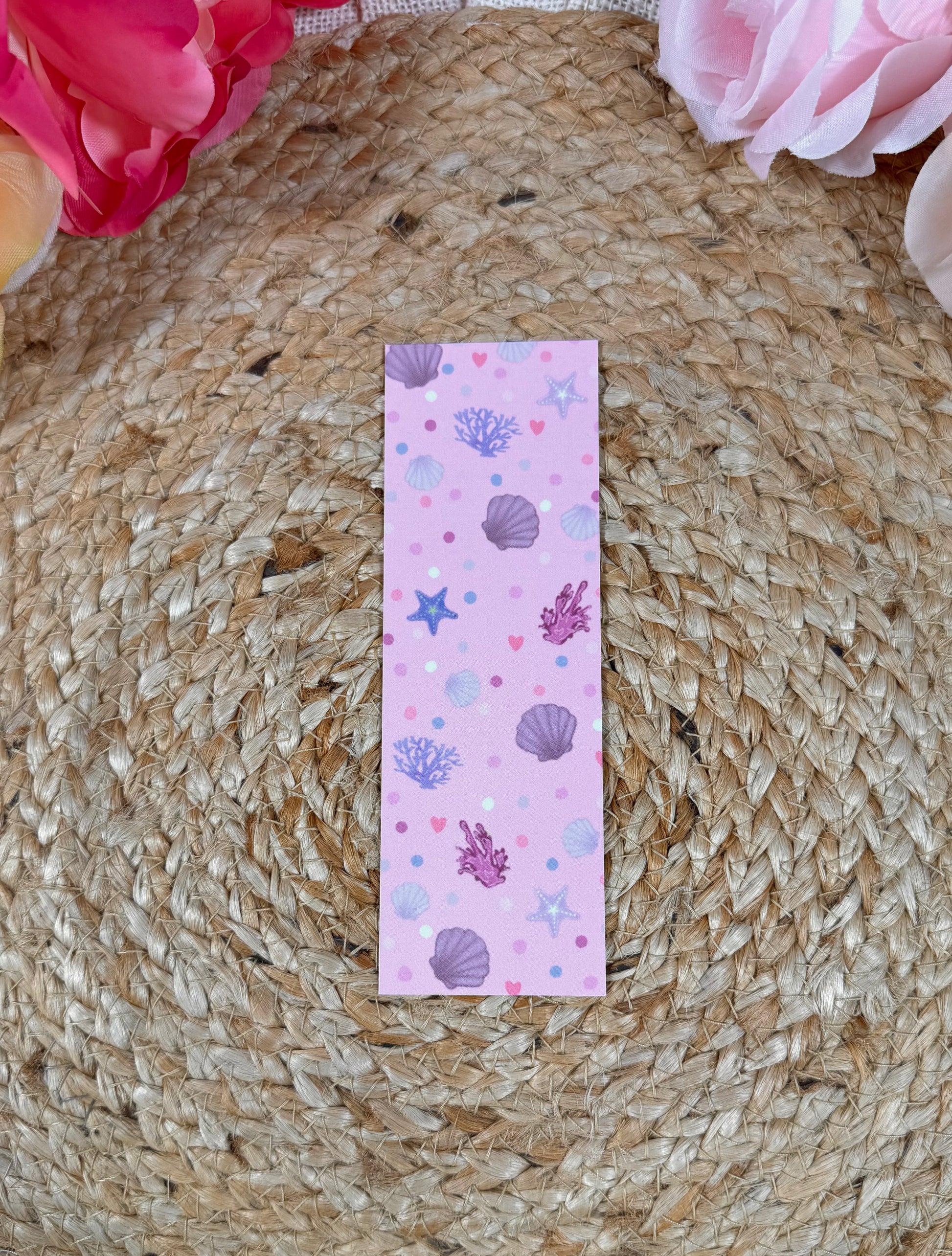 Pink Shores Bookmark featuring original Milabell Paper Co. artwork.