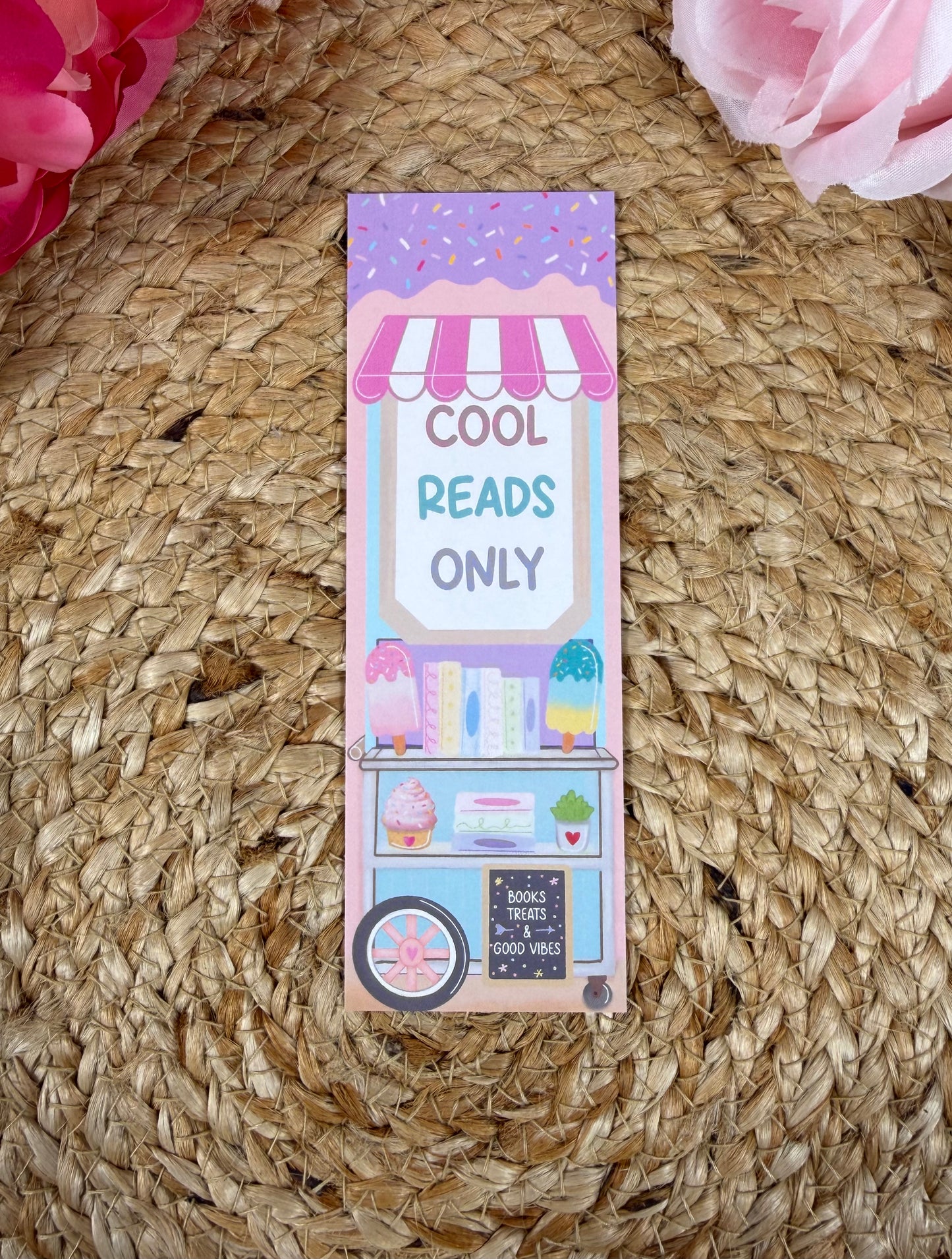 Popsicle Cart Bookmark featuring original Milabell Paper Co. artwork with the phrase "Cool Reads Only."