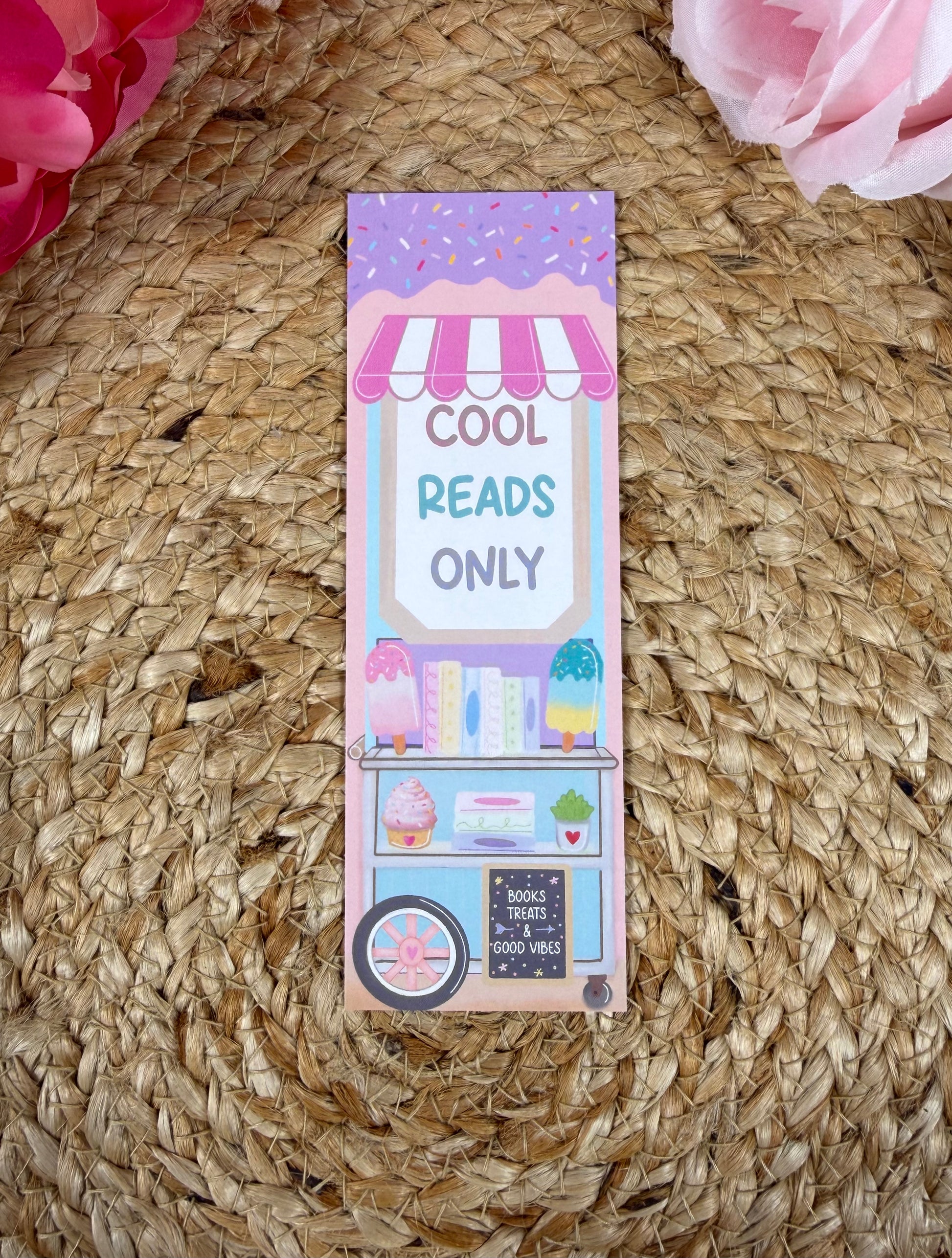Popsicle Cart Bookmark featuring original Milabell Paper Co. artwork with the phrase "Cool Reads Only."