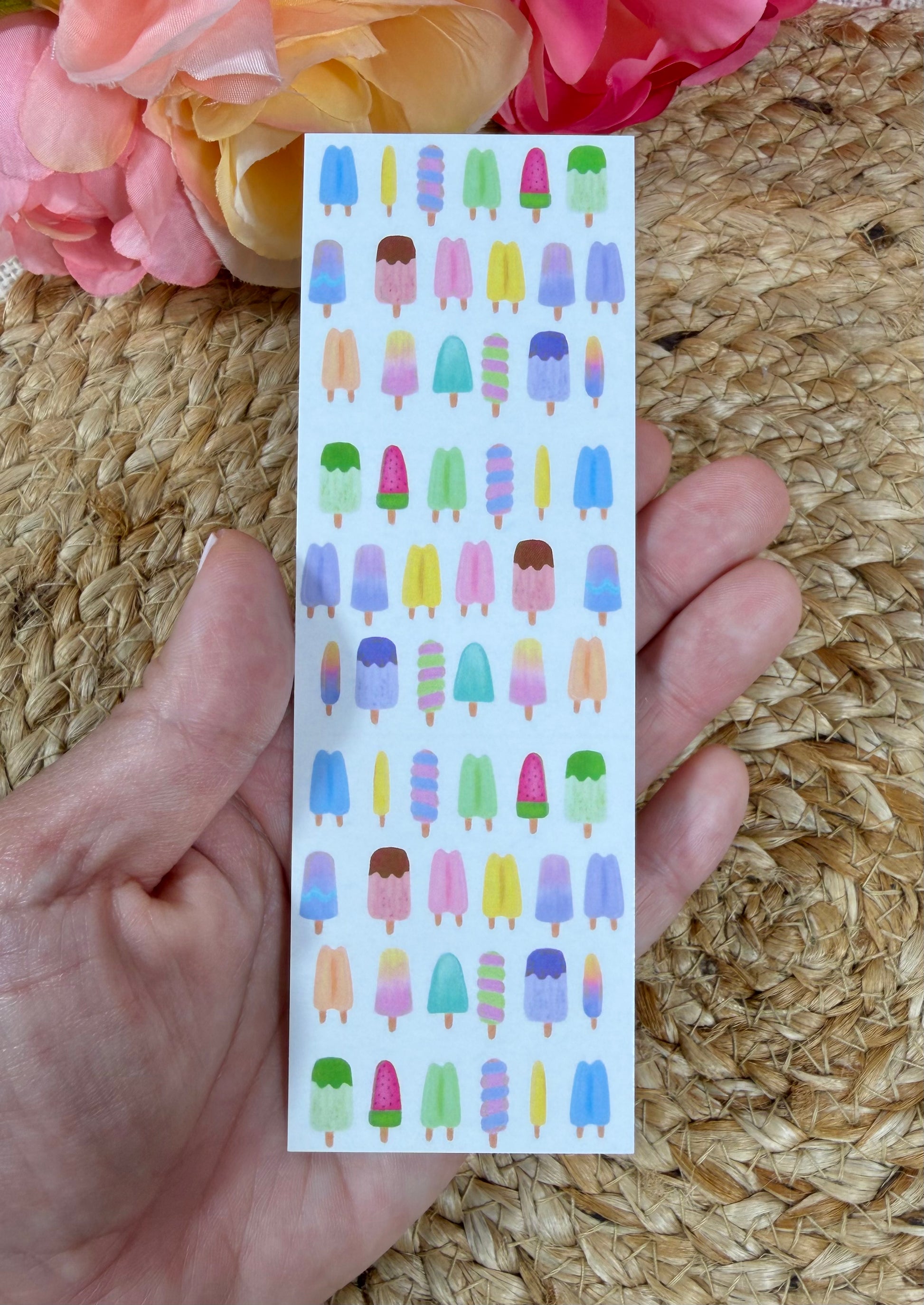 Popsicle Party Bookmark held in hand.