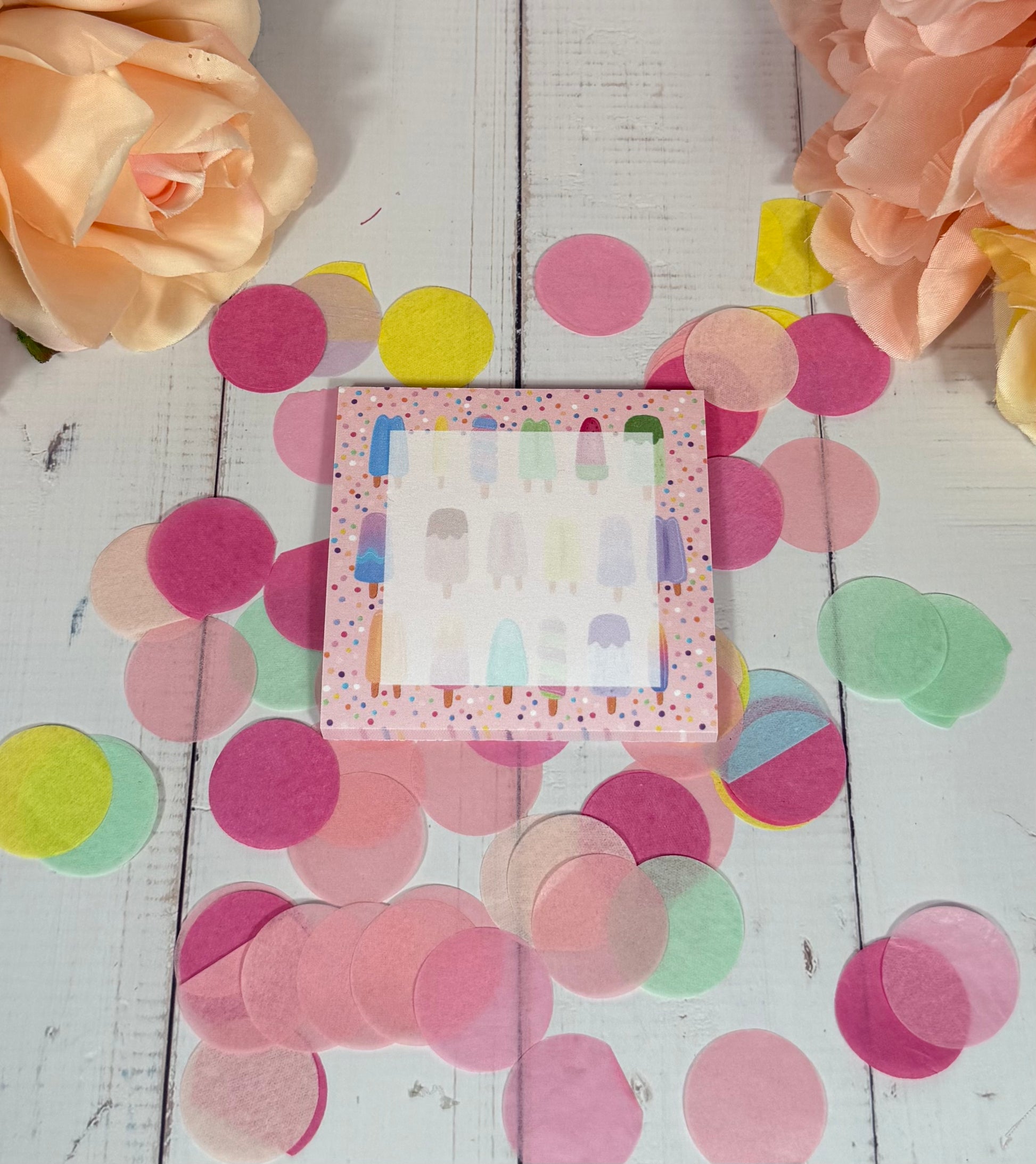 Popsicle Party Sticky Notes featuring original Milabell Paper Co. artwork.