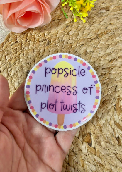 Close-up of the Popsicle Princess Vinyl Sticker in Vinyl Glossy finish held in hand.