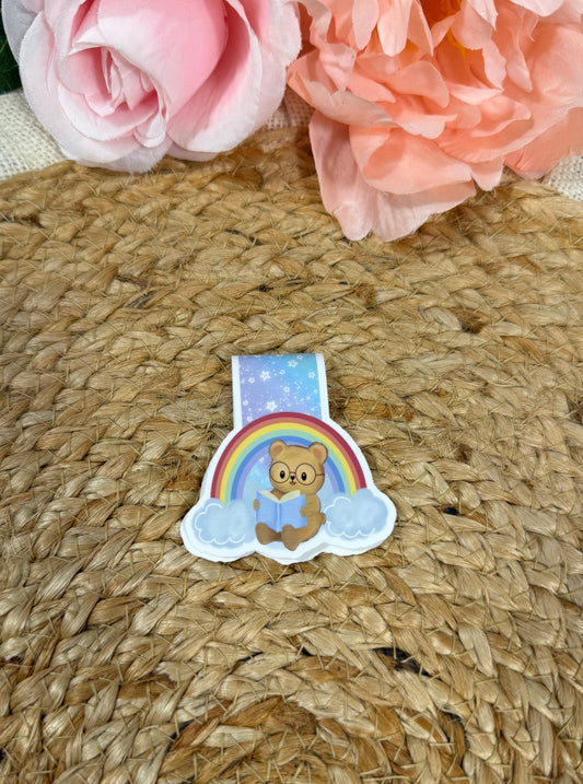 Rainbow magnetic bookmark featuring original Milabell Paper Co. artwork.