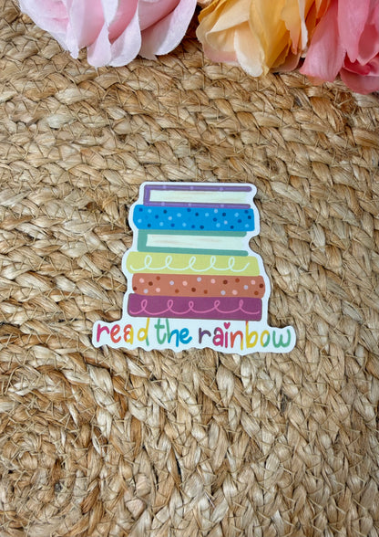 Reading Rainbow Vinyl Sticker in Vinyl Glossy finish featuring original Milabell Paper Co. artwork.