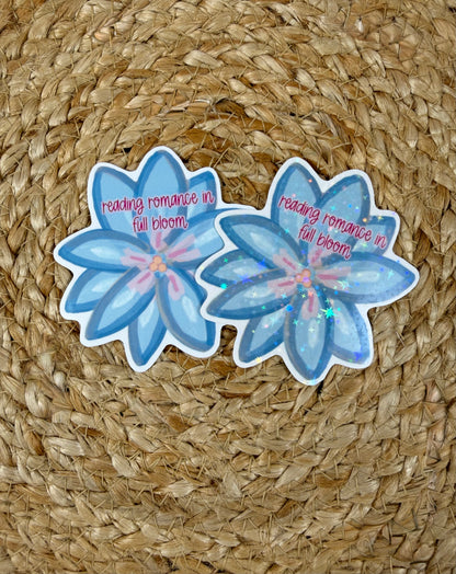 Romance Flower Vinyl Sticker shown in Vinyl Glossy and Vinyl Star Holographic finishes.