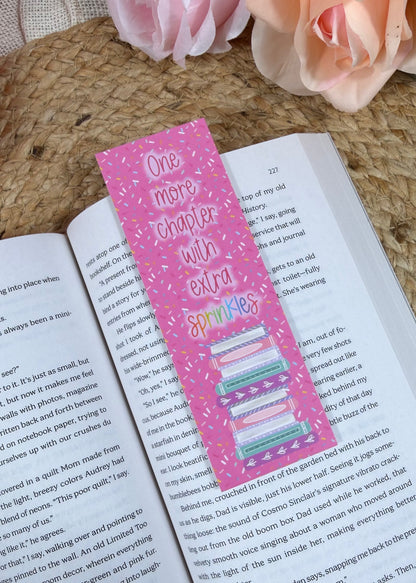 Sprinkles Bookmark marking a page inside a book.
