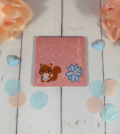 Storybook Squirrel Sticky Notes featuring original Milabell Paper Co. artwork.
