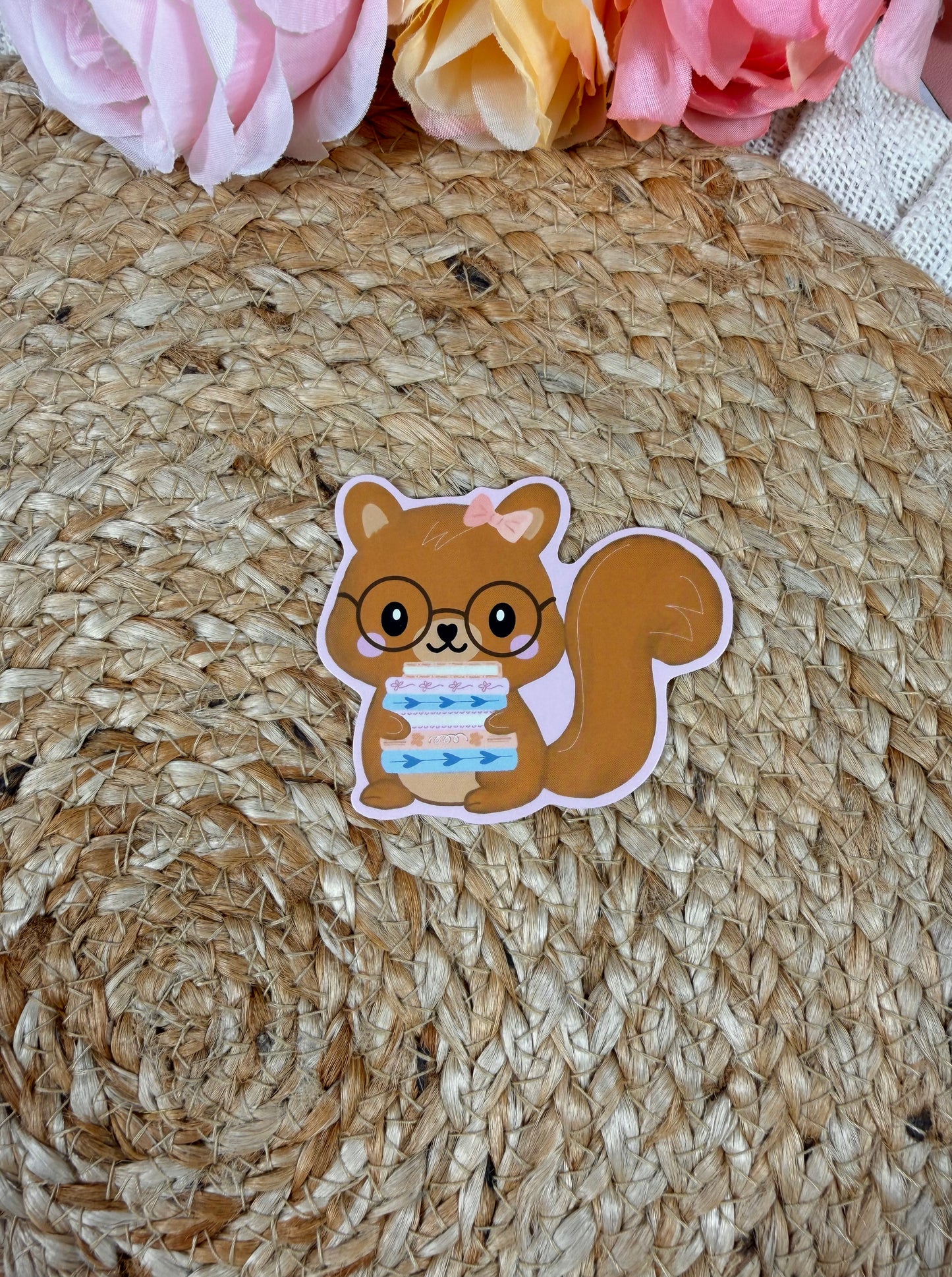 Storybook Squirrel Vinyl Sticker in Vinyl Glossy finish featuring original Milabell Paper Co. artwork.