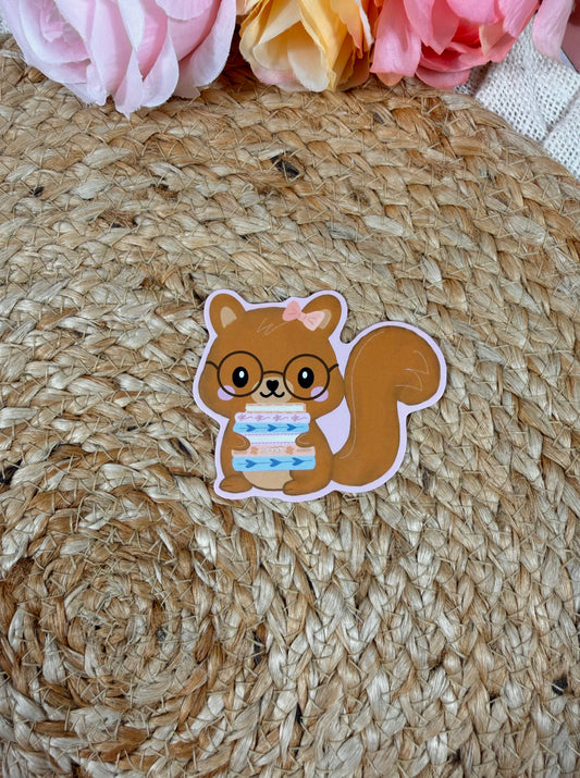Storybook Squirrel Vinyl Sticker in Vinyl Glossy finish featuring original Milabell Paper Co. artwork.