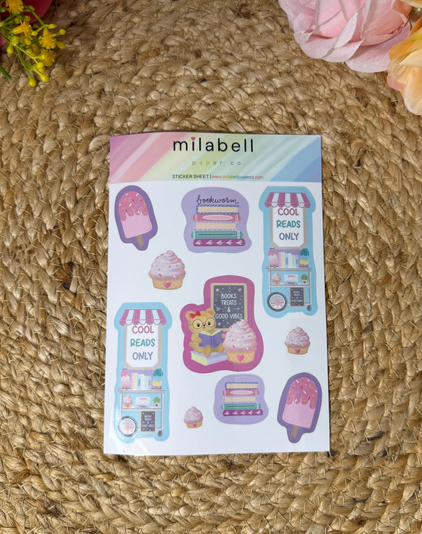 Sweet Tooth Teddy Sticker Sheet in Vinyl Glossy finish featuring original Milabell Paper Co. artwork.